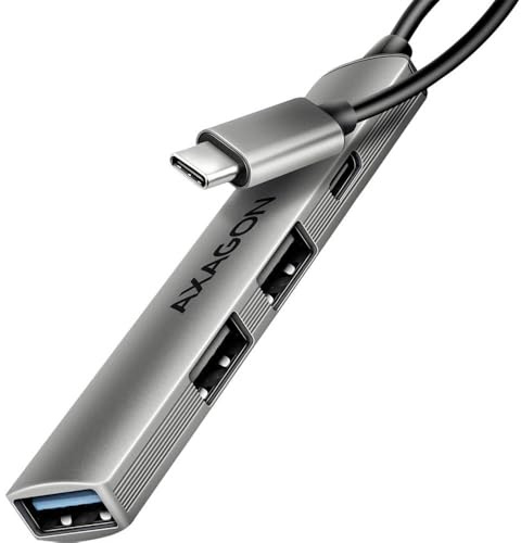 AXAGON HUE-STC USB-Hub 4 Port USB-C®, USB-A 5 GBit/s Silber
