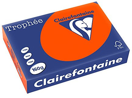 Clairefontaine 1021C - Ries Druckerpapier / Kopierpapier Trophee, intensive Farben, DIN A4, 160g, 250 Blatt, Ziegelrot, 1 Ries