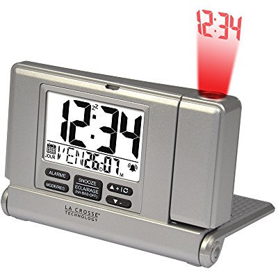 La Crosse Technology WT525 Réveil de voyage à projection et port USB - Gris