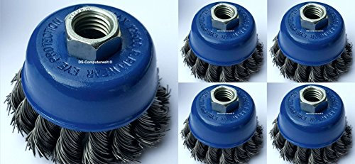 4 Topfbürsten Ø 65 mm gezopfte Schleifbürste M14 x 2 Drahtbürste