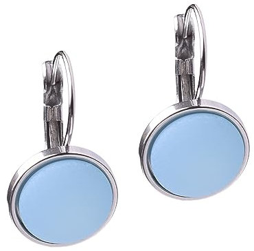 Polarisohrring Katharina, 12mm original Polariscabochon in vielen attraktiven Farben in einer Klappbrisur aus Edelstahl, handgefertigt von Adi-Modeschmuck in Berlin (türkis)