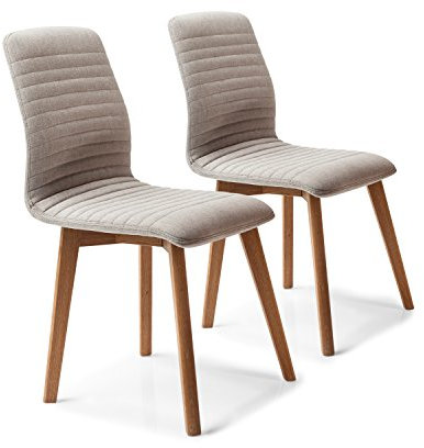 Kare Design Esszimmerstuhl Lara Ecru (2/Set), Naturweiß, Polsterstuhl, Schreibtischstuhl, Wohnzimmer, Schalfzimmer, Büro, 92x44x45 cm (H/B/T)