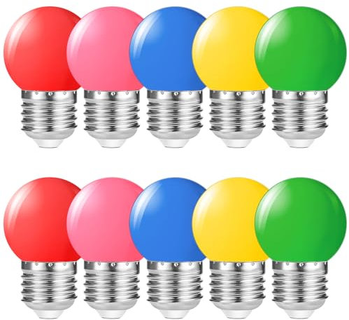 Suncan 10 Pack E27 Screw Cap Coloured LED Light Bulbs Lamps for Outdoor Patio Party Christmas