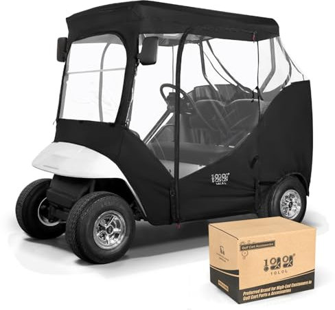 10L0L Contenitore per carrello da golf con 2 passeggeri per EZGO TXT e RXV, impermeabile portatile guidabile per carrello da golf, custodia da viaggio su 4 lati (nero/trasparente)
