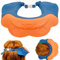 Verstellbarer Augen- und Ohrenschutz, 1 Stück, Blau-Orange, weicher Shampoo Schutz für Kleinkinder und Erwachsene, Duschhaube Kinder, Baby Shampoo Kappe, Haarwaschhilfe für Haare waschen ohne Tränen
