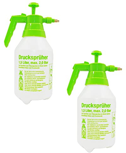 Haushalt International 2 STÜCK Hi Drucksprüher für den Garten Gießkanne 2 l, kleine Gießsprayer, Gießkanne für Gartenarbeit, Grün Weiss