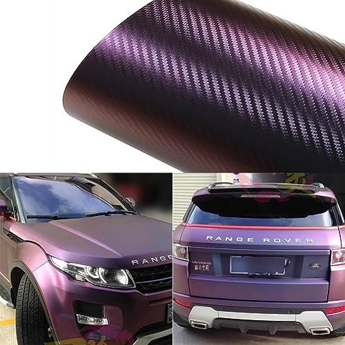 Blueshyhall Carbon Folie Auto mit Chamäleon Effekt, Auto Folierung Lila Matt, wasserdichte Autofolie mit Selbstklebende, Autoschutzfolie Vinyl Wrap, Lackschutzfolien Auto Tuning Folie (75 x 152 cm)