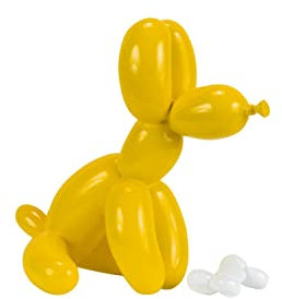 KunstLoft Skulptur modern | 100% HANDGEFERTIGT | 30x28x18cm | Kunststein Statue 'Bright Doggo' | Tierskulptur | Gelb Weiß | Deko Figur Wohnzimmer