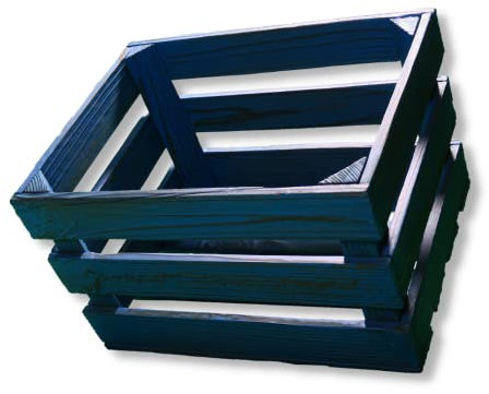 Waldsehnen Geflammte Weinkiste Holzkiste Vintage Deko: Premium Qualität Geflammt Gefärbt Geschliffen, mit Leinöl versiegelt, Weinkisten Holz Obstkiste Holz Holzkiste Weinkisten Holz (L, Blau Dunkel)