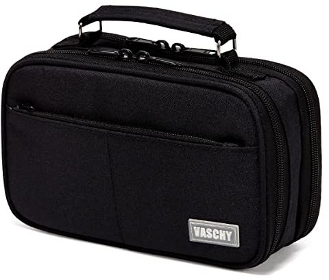 VASCHY Pencil Case, Large Pencil Pouch with Multi-compartments for School, Work, Office Portable Pencil Cases for Adults, Girls and Boys with Top Handle Zippered Stationary Organiser, Black