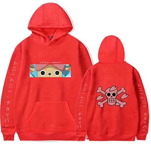 Ubeisy Symish One piece hoodie luffy hoodie cosplay costume chopper anime sweatshirt for men and boys,06977red-XS1