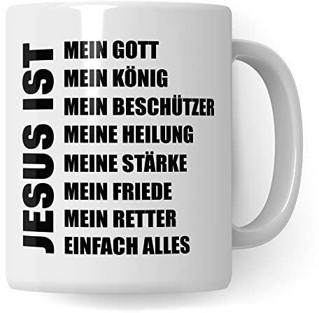 Jesus Tasse, Christentum Geschenke für Männer Frauen Kinder Kaffeeetasse mit Religion Spruch, Kaffee-Becher Gott Jesu Geschenkidee