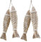 WANGCL 4 Stück Holz Fisch Dekoration Ornament Hängend Handgeschnitzt Wandkunst für Zuhause Innen Außen Terrasse Veranda Büro Nautische Wand Strand Thema (S)