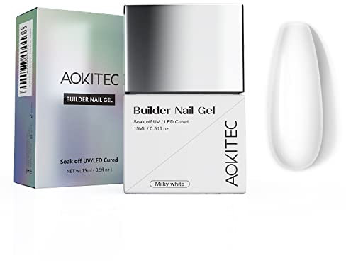 Aokitec 7-in-1 Builder Gel: 15ML Building Gel for Nails Polish For Strengthener,Extension,Rhinestone,Base Coat,False Tips Glue With Brush for Toe Art DIY