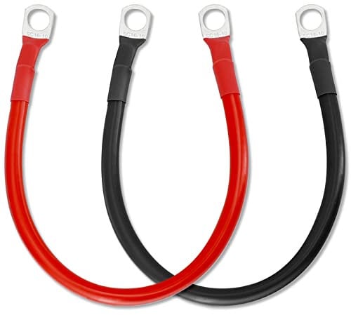 Gorffy Cavo Batteria 30cm 2 Pezzi, Cavo Batteria Auto 5AWG 16mm², Cavi Batteria Auto con Terminali ad Anello SC16-10, Cavi Auto Batteria in Filo di Rame per Auto e Camion (30cm)