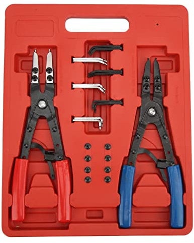 EBTOOLS Heavy Duty Snap Ring Pliers Set, 2pcs Internal External Universal Metal Circlip Pliers, Car Repair Tool Auto Maintenance Tool, Rustproof, Durable, Portable