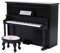 Mini-Klavier, 1:12 Puppenhaus-Zubehör Mini-Klavier-Modellspielzeug mit Hocker-Simulationsmöbeln(Schwarz)