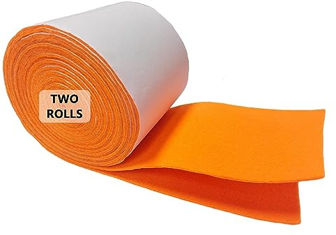 Jtnohx Self Adhesive Felt Roll Sticky Felt Fabric Sticky Rolls Orange 2Pcs | 1.4mm Thick Soft Fabric with Adhesive Backing 10cmx2.5m Felt Tape for Crafts, Picture Frame, Furniture(Orange)
