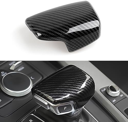 OYDDL Auto Kohlefaser Print Schalthebelknauf Abdeckung Trim Ersatz Schalthebel Cover ABS Aufkleber Kompatibel mit Audi A4 S4 A4 allroad A5 S5 RS5 Q7 Zubehör