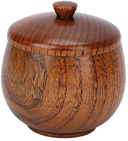 Tarros de especias de madera, estilo japonés, diseño clásico, con tapa superior, azucarero, salero, altura de 9 cm, para cocina, café, especias, sésamo, curry en polvo, harina (barniz grande)