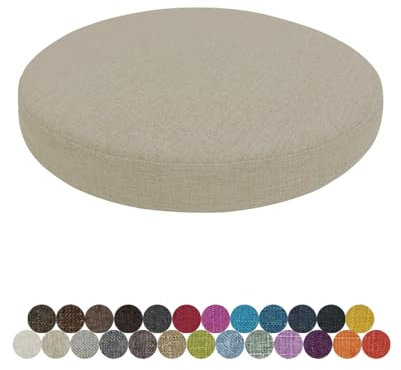 Lsjoaw Rund Sitzkissen Stuhlkissen 45 X 45 X 8CM(1 Pieces) Leinen Sitzpolster Abnehmbares Memory Schaum Runde Sitzauflage für Stuhl Bank Hocker Haus Küche Esszimmer Garten Büro,Light Grau