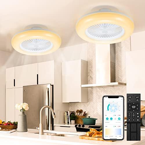 SWANEW 2x80W LED Leise Deckenventilator Mit Beleuchtung, 6 Windgeschwindigkeiten einstellbar, Dimmbares Licht 3 Farbtemperatur 3000-6500K, Sommer-Wintermodus, mit Fernbedienung und APP(φ55CM)