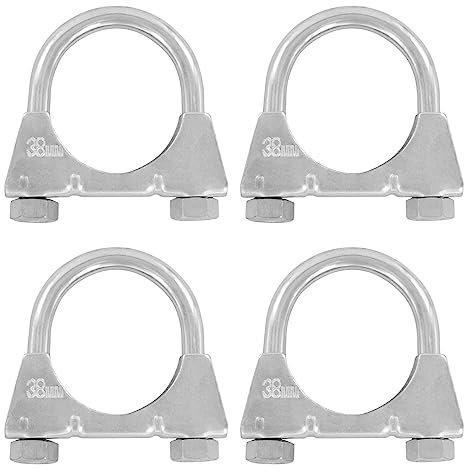 4er Set U Bügel Rohrschellen M8 x 38mm extrem belastbare Montageschellen aus verzinktem Stahl (4 Stk. M8 x 38 mm)