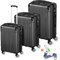 VESKA 3tlg. Hartschalenkofferset Hard Shell Reisekoffer Kofferset Trolley Koffer Hartschalenkoffer Reisekofferset Rollkoffer TSA Zahlenschloss 4 Rollen ABS-Hartschale M-L-XL (anthrazit)