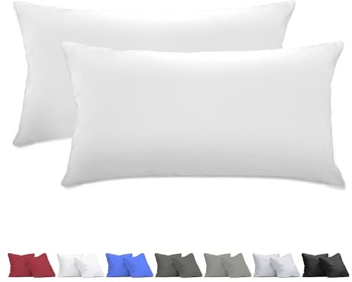aboveBED Kissenbezug 40 x 80 (2er-Set), Weiss, Kopfkissenbezug 40x80 cm aus 100% Mikrofaser, Kissenbezug mit Reißverschluss, Weich und Atmungsaktiv, Waschbare