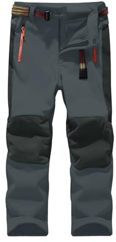 Echinodon Kinder Softshellhose mit Fleecefütterung Hose Wasserabweisend Winddicht Atmungsaktiv Warm Funktionshose Skihose Regenhose Jungen Mädchen Sporthose Wanderhose