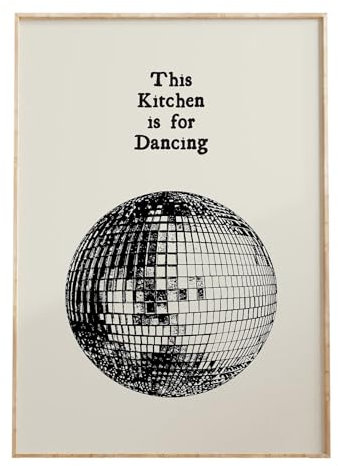 Generic This Kitchen is For Dancing Poster, trendige Küchen-Wandkunst, Retro-Discokugel-Wanddekoration, flippiges ästhetisches Discokugel-Poster, Mädchenzimmer-Dekor für Schlafzimmer, Barwagen, 40,6