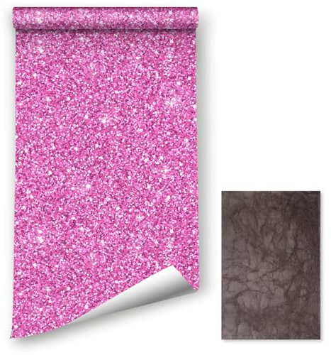 Rosa Glitzer Tapete,41 x 600cm Selbstklebende Folie Rosa Glitzer Klebefolie Selbstklebende Tapete Pink Tapete Prinzessin Kinderzimmer Tapete Kinderzimmer Mädchen