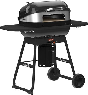 Barbecook barbecue a carbone Magnus Premium con forno per pizza 2 tavoli laterali, nero, 85x64x110cm