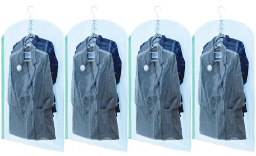 TAILI Hängende Vakuumbeutel für Kleidung, 4 Packungen 105x70cm, Blau Küste Vakuumierbeutel Kleidung für Anzüge, Mäntel, Jacken, Vakkumsäcke