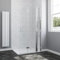 AQUABATOS® 140 x 195 cm Faltbare Walk in Dusche 6mm ESG Duschwand Glas Duschabtrennung Duschtrennwand Glastrennwand Glaswand mit Nano Beschichtung, Drehfalttür mit Festteil und 2 Acryl Eckregalen