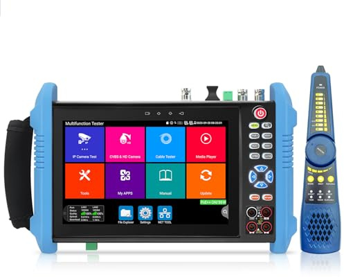 Henkion IP Kamera Tester IPC-9800CMADHS Pro CCTV-Kameratester 7-Zoll-IPS-Touchscreen-Monitor CCTV Tester 8K IPC Tester und 4K 8MP TVI CVI AHD SDI Kameratest Multimeter Kabeltes POE HDMI VGA 1CH SFP