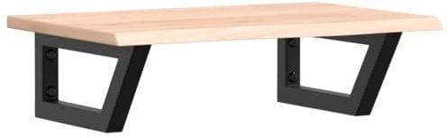 vidaXL Estante de Lavabo de Pared de Acero y Madera Maciza de Roble, Estante de Lavabo Flotante, Estante de Lavabo de encimera colgado en la Pared, Estante de Lavabo colgado en la Pared