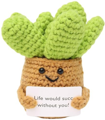 Hocklliy Positive Cactus Emotional Support Gift Cactus Crochet Doll Suitable for Adults Children Friends Room Office Desktop Decoration,Inspiring Desktop Decoration Gift