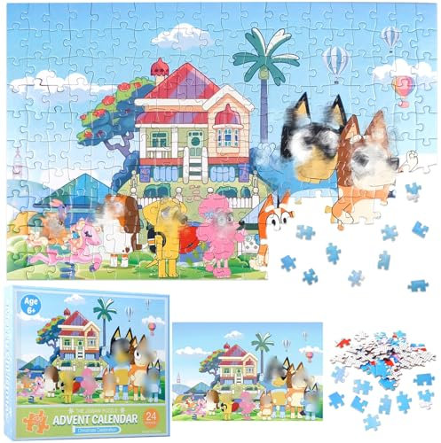 Puzzle Advent Calendar 2024 Kids, 200 Piece Jigsaw Advent Calendar Christmas Gifts for Kids Christmas Jigsaw Puzzle Anime Advent Calendar Christmas Countdown Calendar 2024/2025 for Boys Girls