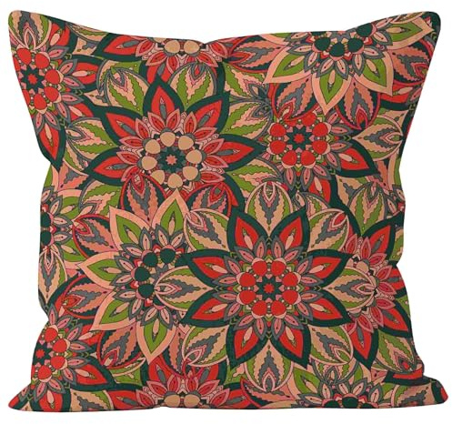 CEVAN Linen Kissenbezüge Baumwolle Kissenhülle Natur Mandala Kissenbezüge Zum Bedrucken Kissenhülle Länglich Kissenbezüge Sofa Dekor 50x50cm,1Pcs