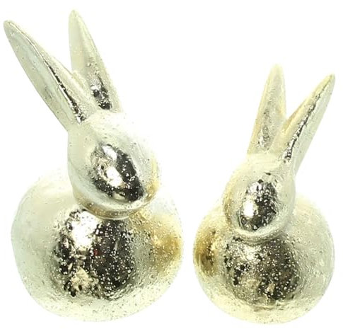 FRANK FLECHTWAREN Hase Gold, 2er Set, Porzellan Maße: Höhe 12 cm, 15 cm