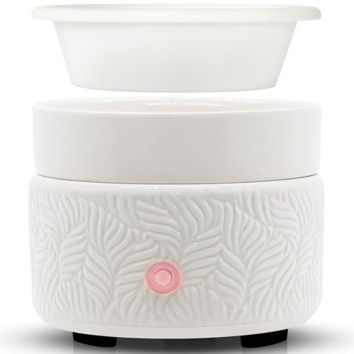 Electric Wax Melt Burner Warmer Ceramic Candle Essential Oil Burner 4-in-1 Scented Wax Melter for Wax Tart Cube Aromatherapy Home Office Bedroom (With Silicone Dish)