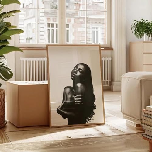 XBTYKPB Retro Sade Musik Schwarz-Weiß-Musikerdrucke Leinwand-Wandkunst, Gemälde, Poster, Bild für Bar, Wohnzimmer, Heimdekoration, 70 x 90 cm, rahmenlos