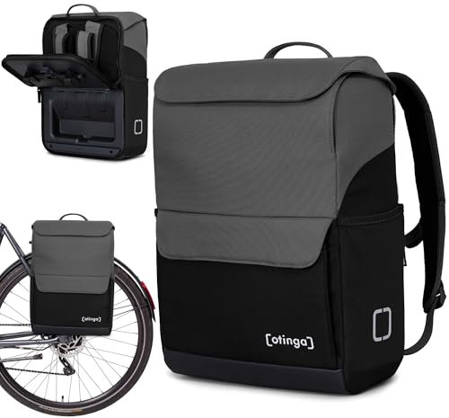 otinga® Flip Move Fahrradtasche Rucksack [16L Volumen] für jeden Gepäckträger I Gepäckträgertasche mit Rucksack - in 7 Sekunden umgebaut I Wasserdichter Fahrradrucksack Gepäckträger (Graphit-schwarz)