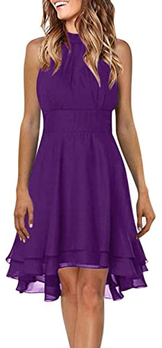 Robe d'été noire à paillettes pour femme - Décontractée - Dos nu - Bouton - Mousseline de soie - Robe courte moulante, lilas, 4XL