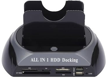 USB 2.0 SATA IDE Dual Slots External Hard Drive Docking Station Hard Drive Docking Station with Offline Clone Function for 2.5 &3.5 inch HDD SSD SATA External Dual Bay Dock