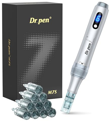 Dr. Pen M7S Microneedling Pen Set Microneedling für Profis & Zuhause | Original Dr. Pen mit QR Code • 6 Geschwindigkeiten • Einstellbare Nadelänge • LED‑Display • Austauschset • 10 Patronen