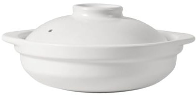 Cocotte en céramique de Grande capacité, idéale pour la Cuisson de ragoûts, de Riz et de Plats mijotés, 2 L (Blanche, 2 litres)