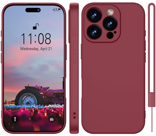 WXX für iPhone 16 Pro Hülle Silikon Case, Handyhülle für iPhone 16 Pro Dünn Slim mit Microfiber, Kratzfeste Rundumschutz Case Hülle 6.3'' Dunkel Rot