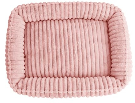Hixingo Panier Chien Dehoussable Lavables S-XXL, Lit Chien Dehoussable Coussin Chat Doux et Confortable Tapis pour Animale Anti Stress pour Taille, Moyen, Petit (M59 Rose,S)